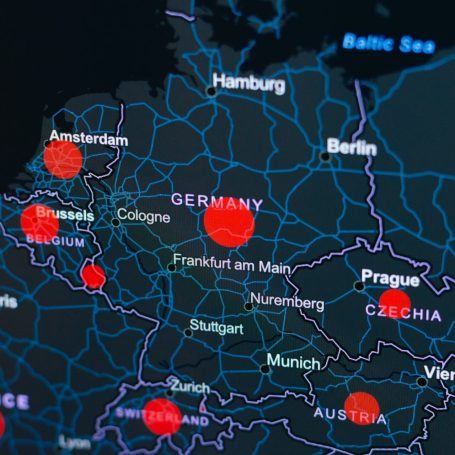 Abstrakte Deutschlandkarte als Symbol für flexible Einsatzgebiete